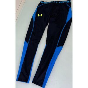 Mens Under Armour Spandex Amourvent Tights Compression Pants Black Blue